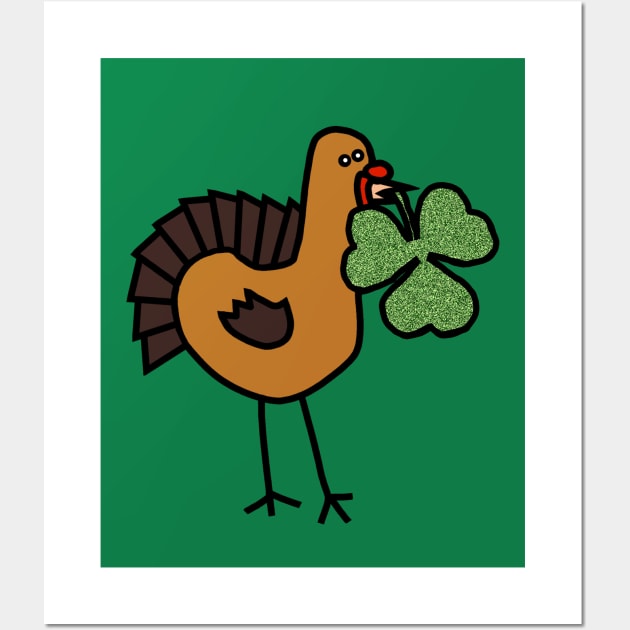 Thanksgiving Turkey with Shamrock for St Patricks Day Wall Art by ellenhenryart